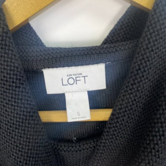 Loft Merino Wool Blend Black Cowl Neck Sweater Dress - Picture 10 of 12